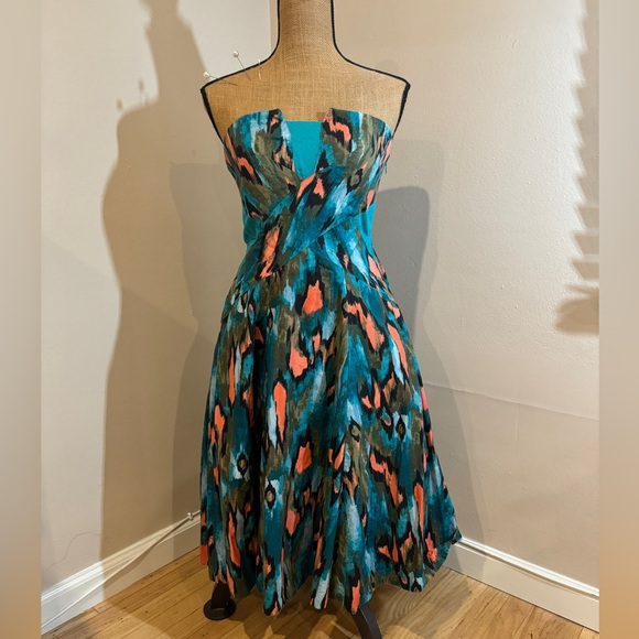 Anthropologie, strapless, teal dress with pockets - Picture 1 of 2